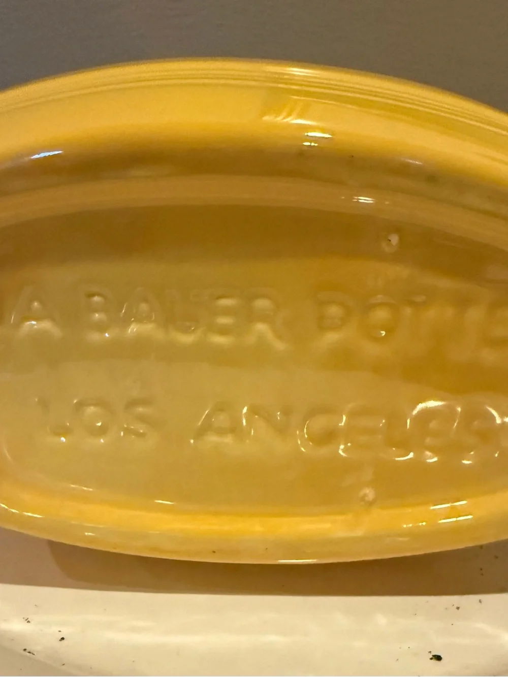 MINT Vintage 1930s J.A. Bauer Pottery Monterey Ice Lip Pitcher Yellow